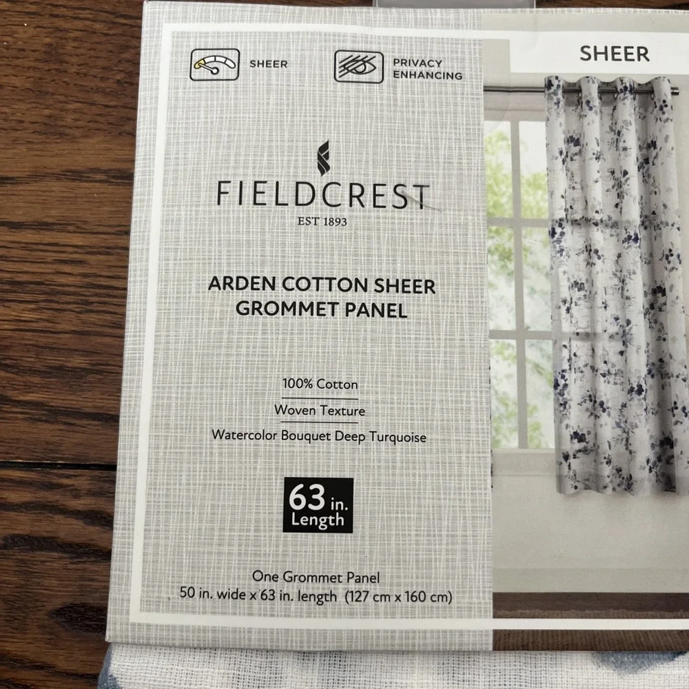 Fieldcrest Arden Cotton Sheer Grommet Panel Curtain 50in x 63in Floral